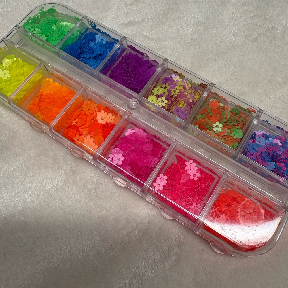 Colorful Flower Nail Art Sequins